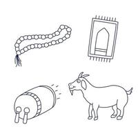 malseite niedliche aufkleberillustration von eid al-adha, dem muslimischen feiertag von hajj vektor