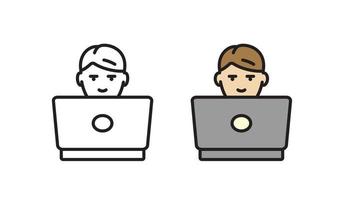ikonen för person på laptop. begreppet online-lärande. vektor illustration i platt stil.
