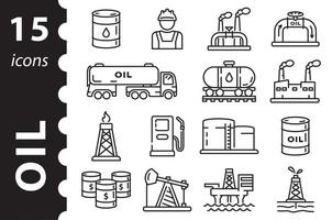 uppsättning ikoner för olje- och gasindustrin. vektor illustration.