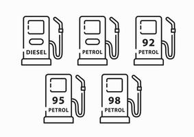 Reihe von Benzin-Symbol. Autokraftstoff. vektorlineare illustration im flachen stil. vektor