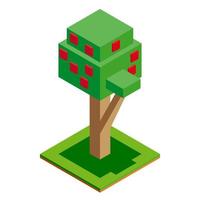isometrisches Vektorbaumsymbol für Wald, Park, Stadt. Landschaftskonstrukteur für Spiel, Karte, Drucke, etc. isoliert auf weißem Hintergrund. vektor