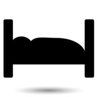 Mann auf dem Bett, Symbol isoliert auf weißem Hintergrund. vektor