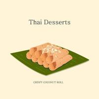 vektorillustration thailändsk dessert gjord med kokosnöt och äggulor och socker. vektor eps 10