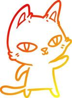 warme Gradientenlinie Zeichnung Cartoon-Katze starrt vektor