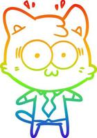 Regenbogengradientenlinie Zeichnung Cartoon überraschte Katze vektor