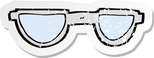 retro nödställda klistermärke av en tecknad glasögon vektor