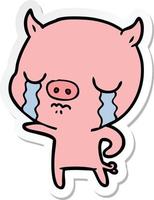 Aufkleber eines Cartoon-Schweins, das weint vektor