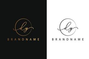 dy dy handgezeichnetes Logo der Erstunterschrift, Mode, Schmuck, Fotografie, Boutique, Skript, Hochzeit, florale und botanische kreative Vektor-Logo-Vorlage für jedes Unternehmen oder Geschäft. vektor