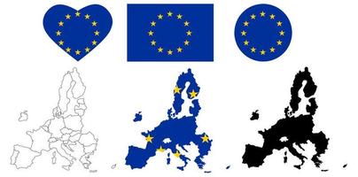 union europeisk karta flagga Ikonuppsättning isolerad på vit bakgrund vektor