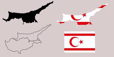 turkiska republiken norra Cypern kartflagga ikonuppsättning vektor