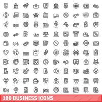 100 Business-Icons gesetzt, Umrissstil vektor