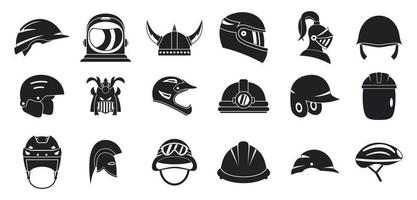 Helm-Icon-Set, einfacher Stil vektor