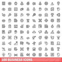 100 Business-Icons gesetzt, Umrissstil vektor