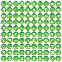 100 medizinische Symbole setzen grünen Kreis vektor