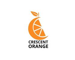 abstrakt halvmåne orange logotypdesign vektor