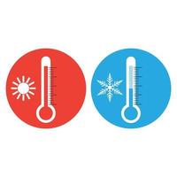 blaue und rote flache thermometerindikatoren zur temperaturmessung vektor