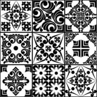 nahtlose Patchwork-Fliese. Majolika-Keramikfliese. portugiesisches und spanisches Dekor. Keramikfliesen im Talavera-Stil. Vektor-Illustration. abstrakte nahtlose Patchwork-Muster mit geometrischen und floralen Ornamenten vektor