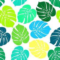 monstera tropiska löv vektorillustration. sommartryck. vektor banner. bläck line art design. seamless mönster.