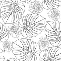 monstera tropische blattvektorillustration. Sommerdruck. Vektorbanner. Tintenlinie Kunstdesign. nahtloses Muster. vektor