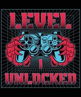 Level 1 freigeschaltetes Gaming-T-Shirt-Design vektor