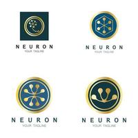 neuron logotyp eller nervcell logotyp design, molekyl logotyp illustration mall ikon med vektor koncept