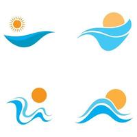 Sonnen- und Meereswellenlogo, Strandwellen, minimalistisches und einfaches modernes Konzept mit flachem Farbdesignschablonen-Illustrationsvektor vektor