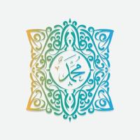 arabische und islamische kalligraphie des propheten muhammad, friede sei mit ihm, traditionelle und moderne islamische kunst können für viele themen wie mawlid, el-nabawi verwendet werden. übersetzung , der prophet muhammad vektor