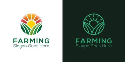 moderne Logos des landwirtschaftlichen Vektors mit Linienkunststil, landwirtschaftliches Lebensmittelvektorsymboldesign vektor