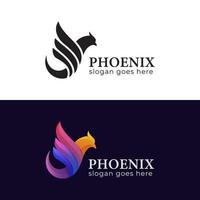 mythologie phoenix vogelgradient und silhouette logo illustration zwei version vektor