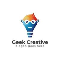 gradient logotyper för nörd eller smart kreativ, smart teknik logotyp symbol ikon design vektor