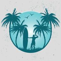 cool sommar palm beach t-shirt design för surfälskare vektor
