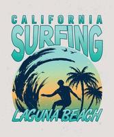 Kalifornien surfar laguna beach sommar surfar t-shirt design vektor