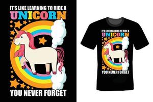 unicorn t-shirt design, vintage, typografi vektor