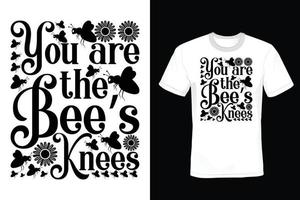 Bienen-T-Shirt-Design, Vintage, Typografie vektor