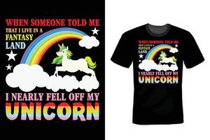 unicorn t-shirt design, vintage, typografi vektor