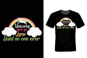 unicorn t-shirt design, vintage, typografi vektor