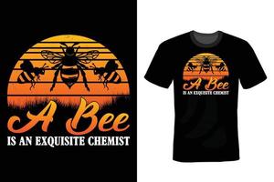 Bienen-T-Shirt-Design, Vintage, Typografie vektor