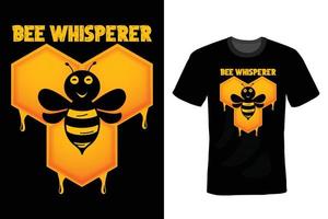 Bienen-T-Shirt-Design, Vintage, Typografie vektor