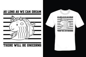 unicorn t-shirt design, vintage, typografi vektor