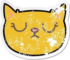 beunruhigter Aufkleber einer skurrilen handgezeichneten Cartoon-weinenden Katze vektor
