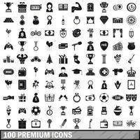 100 Premium-Icons gesetzt, einfacher Stil vektor