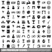 100 premium ikoner set, enkel stil vektor