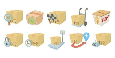 Box-Icon-Set, Cartoon-Stil vektor