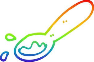 Regenbogen-Gradientenlinie Zeichnung Cartoon Schöpfkelle mit Essen vektor