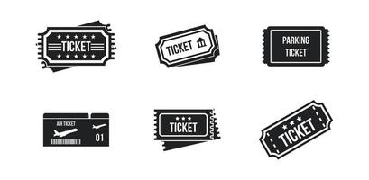 Ticket-Icon-Set, einfacher Stil vektor