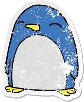 Distressed Sticker Cartoon Doodle eines niedlichen Pinguins vektor