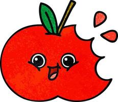 Retro-Grunge-Textur Cartoon roter Apfel vektor