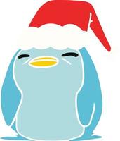 Weihnachtskarikatur des kawaii Pinguins vektor