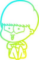 Kalte Gradientenlinie Zeichnung Cartoon glücklicher Junge vektor
