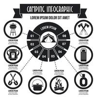 Camping-Infografik-Konzept, einfacher Stil vektor